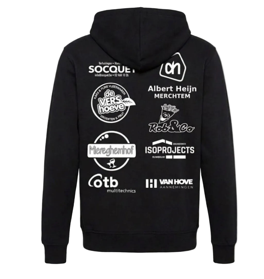 Warm molton capuchonvest voor heren zwart Merchtem United