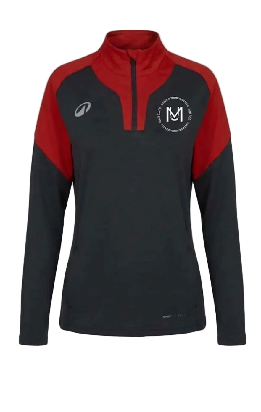 Voetbal trainingsshirt 1/2 rits Viralto Club antracietgrijs rood  Merchtem United
