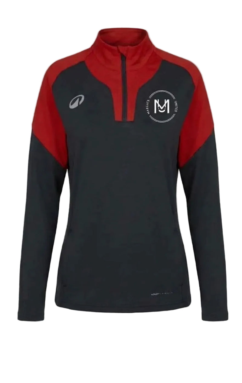 Voetbal trainingsshirt 1/2 rits Viralto Club antracietgrijs rood  Merchtem United