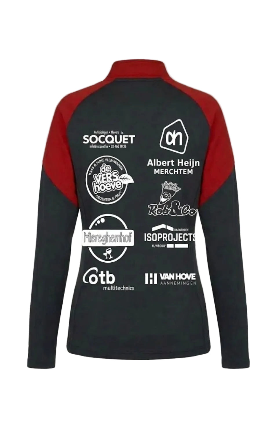 Voetbal trainingsshirt 1/2 rits Viralto Club antracietgrijs rood  Merchtem United