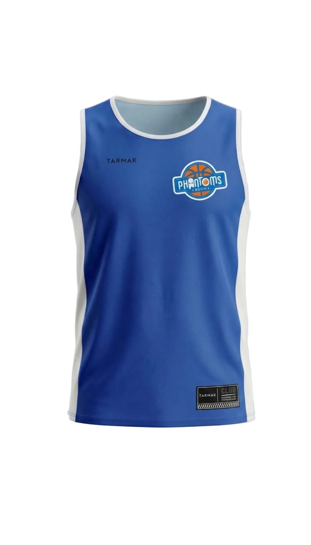 Blue and White Basketball T-Shirt Phantoms