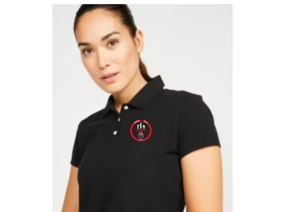 Polo katoen BMT zwart logo dames