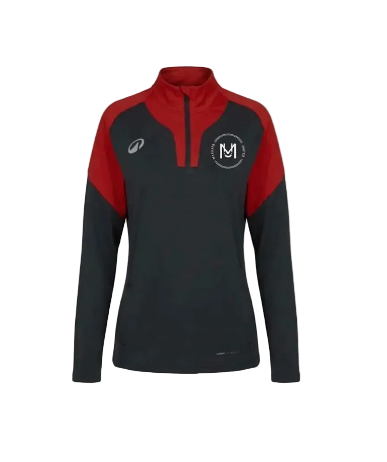 Voetbal trainingsshirt 1/2 rits Viralto Club antracietgrijs rood  Merchtem United